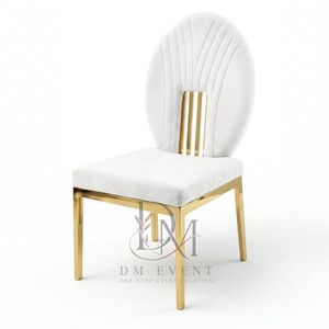 Silla de Boda de Acero Inoxidable Dorado con Respaldo Acolchado y Cojín Blanco para Banquetes y Eventos de Hotel, Asientos al por Mayor - Product Image 3