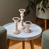 Porte-bougie en bois fait main |   Design Willow |   Ensemble de 3 bougeoirs en bois de manguier |   Peinture blanche |   Forme ovale |   Tailles 6 pouces, 9 pouces, 12 pouces