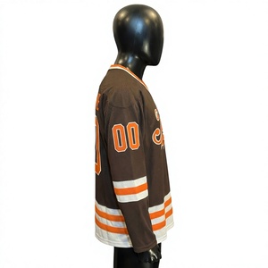 Maillot de hockey sur glace unisexe en maille 100 % polyester imprimé, avec broderie de logo personnalisé, séchage rapide et respirant, pour équipe – Conception gratuite - Product Image 3