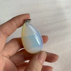 Pendentif ovale en pierre naturelle, <span class=keywords><strong>cristal</strong></span> en forme de goutte d'eau, aventurine verte et œil de tigre, compatible avec une chaîne - Product Image 3