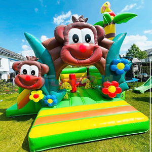 Castillo inflable con tobogán de mono para niños, casa de brinco comercial con temática de jungla. - Product Image 1