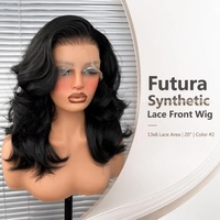 Perruques synthétiques Deep Wave avec dentelle frontale 13x6, ligne de cheveux naturelle, effet Body Wave, pour femmes noires