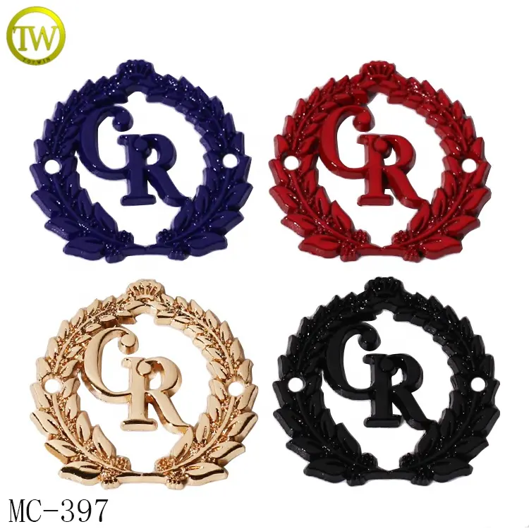 Personalizado ouro esculpido carta etiquetas de metal swimwear marca logos rótulo de costura em biquíni