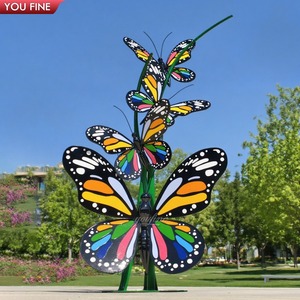 Scultura Moderna YOUFINE a Forma di Farfalla in Acciaio Inossidabile Colorato per Decorazione di Giardini e Parchi all'Aperto - Product Image 3