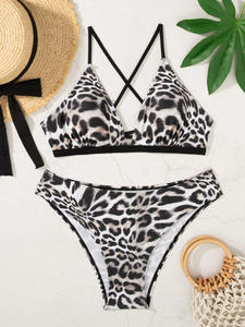 Hy998 Leeyi, conjunto <span class=keywords><strong>de</strong></span> Bikini estampado <span class=keywords><strong>de</strong></span> 4 capas, traje <span class=keywords><strong>de</strong></span> baño dividido con cordones para <span class=keywords><strong>mujer</strong></span> y bragas para el período, traje <span class=keywords><strong>de</strong></span> baño menstrual <span class=keywords><strong>de</strong></span> 2 piezas - Product Image 6