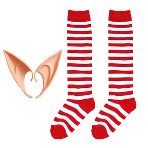 Костюм Санта-Клауса или эльфа для девочки на Рождество и Новый год с ушками и носками FCDR-037 - Product Image 2