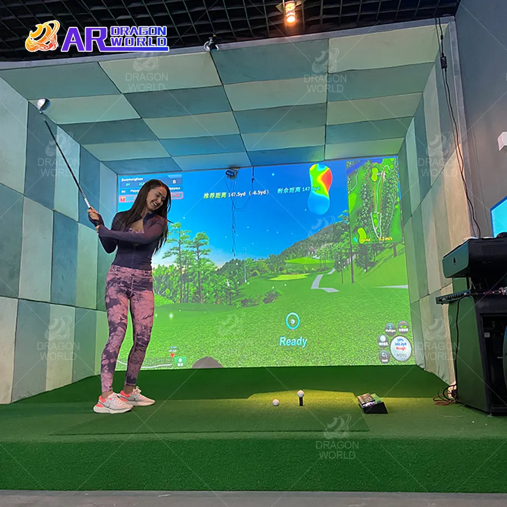 AR Golf Simulator Trong Nhà Golf Simulator Màn Hình Chiếu Virtual Golf Simulator Thiết Bị Trò Chơi Cho Trung Tâm Giải Trí