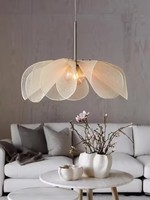 Tissu nordique Led fleur suspension pour salon Loft lampes suspendues décoration de la maison crème Style chambre Lustre lustre