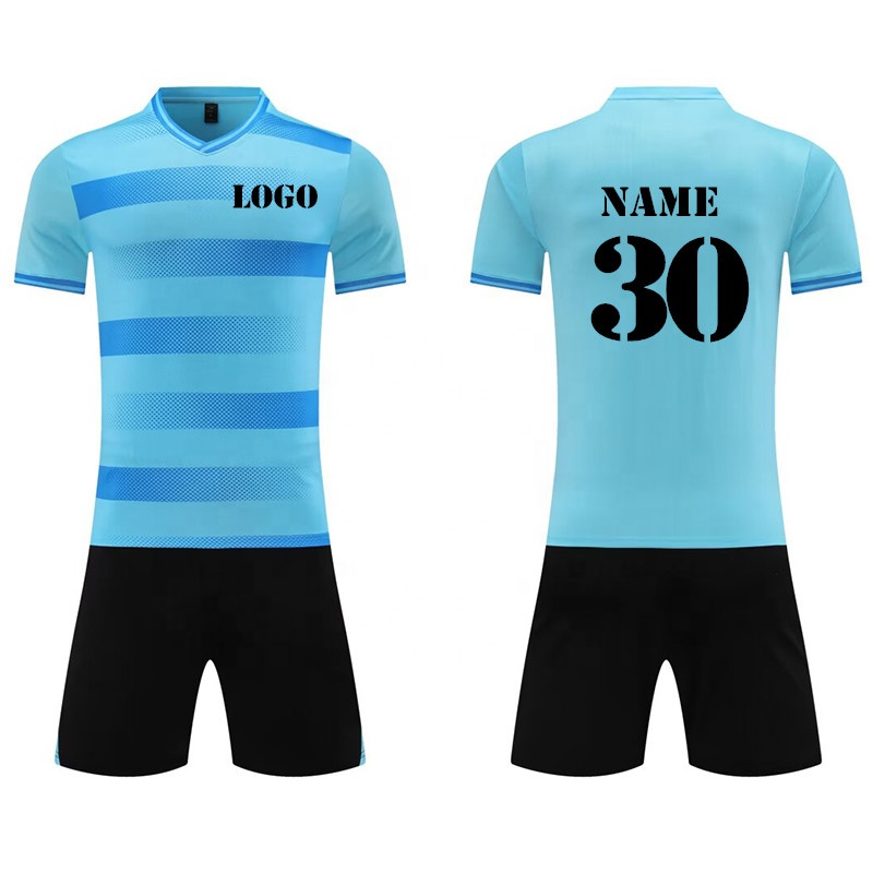 Maglia da calcio personalizzata all'ingrosso e set completi blu - Technical View