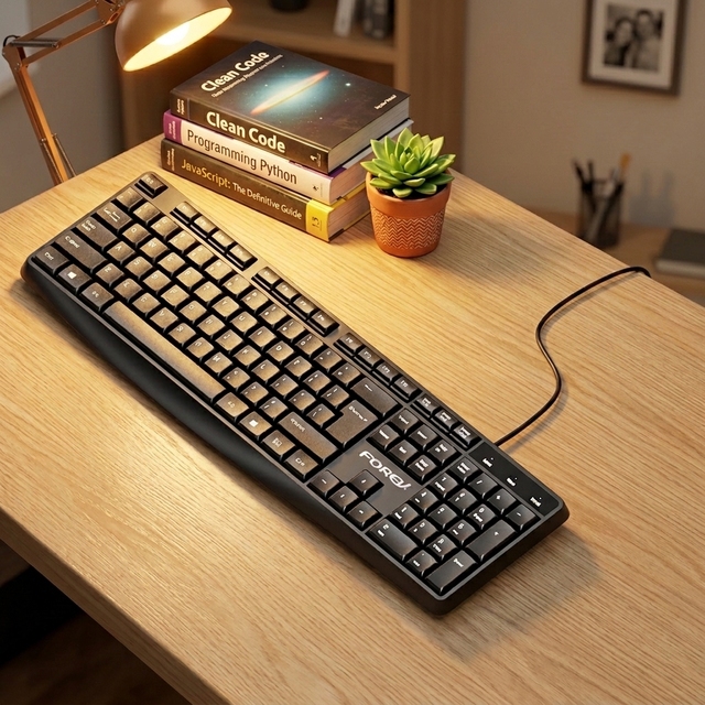 FV-K10 101-Key Spill Resistant ABS Wired USB Silent Keyboard for Business Office Desktop Laptop and All-in-One PCs