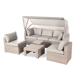 سرير استلقاء شمسي من الراتان الاصطناعي مع هيكل فولاذي على شكل حرف S لجانب حمام السباحة بخصم كبير - Product Image 3