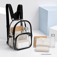 Mini sac à dos transparent en PVC approuvé pour les stades, avec deux compartiments zippés, bretelles réglables, sac d'école transparent, concert, festival