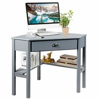 Bureau d'ordinateur triangulaire en bois, table d'angle avec grand tiroir et étagères de rangement, bureau d'écriture à 90 degrés, table pour ordinateur portable, table d'étude
