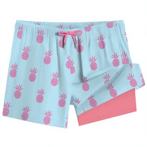 Mens Woven Solid <b>Mid</b> Waist Double <b>Layer</b> Swim Trunks Board Shorts with Compression Waterproof Quick Dry Beach Casual - Product Image 3