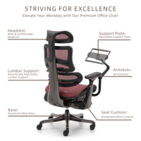 Chaise de bureau ergonomique à dossier haut en maille avec plateau réglable pour ordinateur portable et tablette, support lombaire multidimensionnel, chaise de bureau