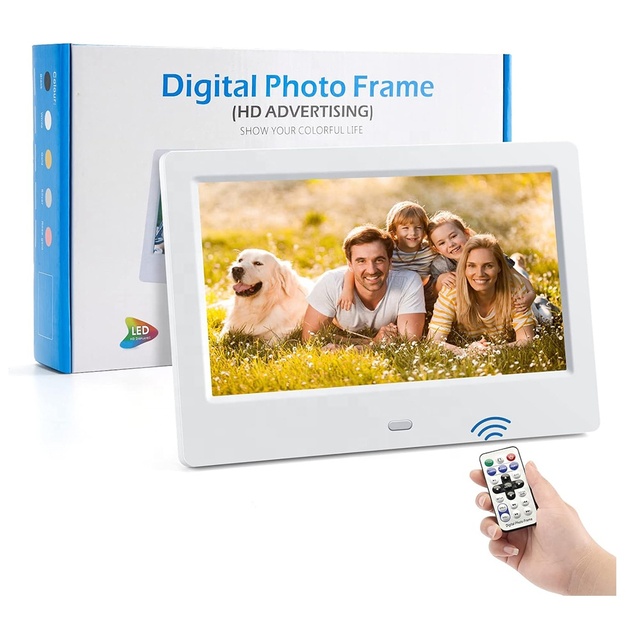 7 Inch Digital Picture Frame, Digital Photo Frame Slide Show with USB SD Card Slot, Support Music Video with Remote Control
