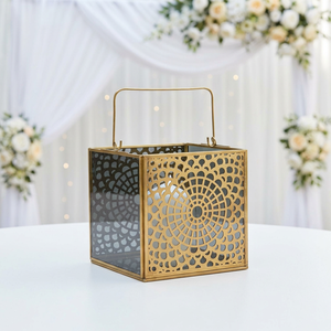 Latest Home Decorations <b>Mini</b> Brass Antique Votive Candle Holder with Black Glass Tabletop Lanterns - Product Image 2