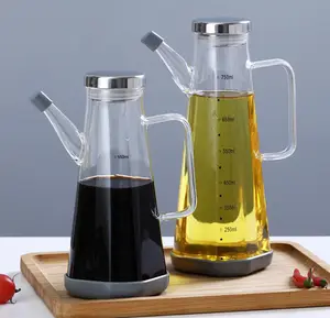厨房500毫升750毫升透明玻璃油壶，带玻璃手柄，用于醋芝麻油