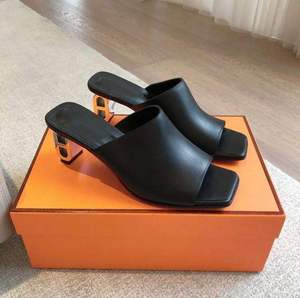Sandales en PVC pour femmes, bout carré, talon épais en métal de 6 cm, chaussures à talons hauts, mules décontractées pour l'été, fête, couleurs mélangées, mode - Product Image 1