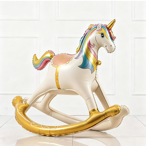 Ballons gonflables en forme d'animaux chevaux à bascule, ballons en aluminium pour décoration de fête prénatale, impression 3D, décoration de fête - Product Image 4