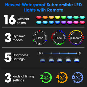 Actualizado IP68 impermeable sumergible LED piscina luz con pilas RF ventosa remota RGB bajo el agua estanque luz <span class=keywords><strong>para</strong></span> fiesta - Product Image 2