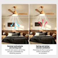 Nouveau design moderne, plafonnier LED à 5 pales en bois, couleur réglable, 36W*2, luxe, chambre à coucher, salle à manger, avec télécommande et ventilateur