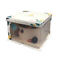 Boîte à Gâteau d'Anniversaire Carrée de Luxe en Carton Recyclable Personnalisable avec Fenêtre Transparente