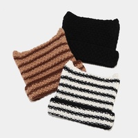 Bonnet tricoté rayé pour l'automne et l'hiver, style décontracté, doux, chaud et mignon pour femmes et filles