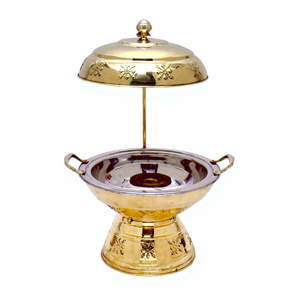 Latest Style Stainless Steel <b>Royal</b> Chafing Dish Gas Powered Buffet Server <b>Catering</b> Equipment with Gold Plated Finish - Product Image 1