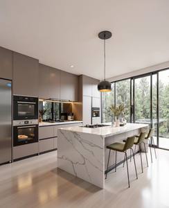 Armoires de <span class=keywords><strong>cuisine</strong></span> en bois au design moderne, panneau en mélamine avec finition laquée pour appartements, maisons, meuble de <span class=keywords><strong>cuisine</strong></span> - Product Image 1