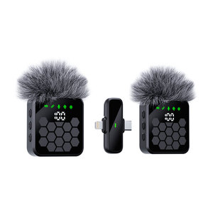 Portable <b>Wireless</b> Lavalier Microphone One-to-Two System with Charging Case Noise Cancellation Low Latency for Interview Vlog - Product Image 3