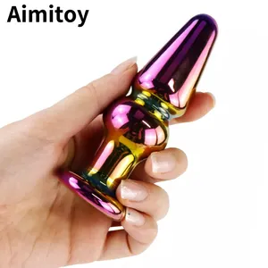 Aimitoy adults Penis Anal Beads Butt Plug Giant Glass Dildo For Women