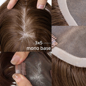 Topper Cheveux Humains Remy 100% Blond Balayage Racine Foncée avec Mèches, Base Mono, Bonnet Respirant, Personnalisable et Prise en Charge OEM/ODM - Product Image 2