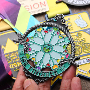 Medalla de Metal de Lujo con Diseño de Corazón Arcoíris Multicolor, Medalla de Gimnasia y Danza de Aleación de Zinc Esmaltada, Logotipo Metálico Personalizado para Competición - Product Image 5