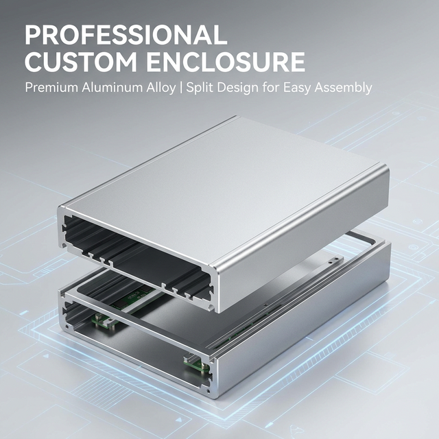 Source Factory Custom 6063 Extruded Aluminum Anodized Enclosure Split Body PCB Housing Precise CNC Cutouts Electronic Devices