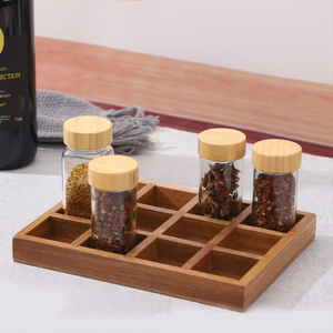 Étagère de présentation multifonctionnelle mobile à 12 compartiments en bois d'acacia, de type moderne, pour épices et huiles essentielles - Product Image 2