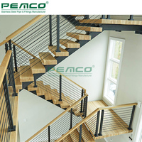 Escalier flottant droit moderne Pemco en acier, modèle mono-stringer, pour loft - Vente chaude