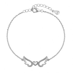 Dylam Exquisite Fine Fashion, Joyería para Mujer, Hipoalergénica, Plata S925, Cadena de Eslabones, Corazón, Alas de Ángel, Zirconia 5A, Pulseras con Colgante - Product Image 1