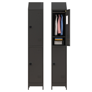 Casier métallique simple à 2 portes avec dessus incliné et serrure électronique, armoire de rangement en acier pour personnel, salle de sport, école, bureau - Product Image 2