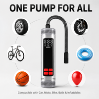 Rechargeable Electric Bike Pump Tire Inflator Portable 2000mAh Battery Powered Car Tyre Inflator Pump for Outdoor Night Work