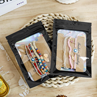 Bolsa con cremallera Mylar de aluminio impresa personalizada, bolsa de embalaje de plástico con cierre de cremallera, adornos artesanales de joyería, bolsa de plástico reutilizable