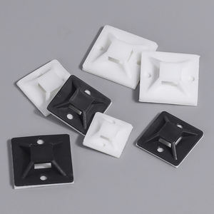 قواعد تثبيت روابط الكابلات بدون لاصق، قواعد روابط بلاستيكية باللونين الأسود والأبيض، أجزاء بلاستيكية لحوامل روابط الكابلات بدون لاصق ذاتي - Product Image 1