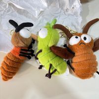 Série d'insectes créatifs de dessin animé, jouet en peluche mignon, cafard, chenille, moustique, pendentif en coton PP, porte-clés, poupée