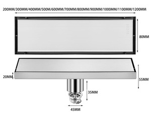 AISI 304 scarico doccia in acciaio inox scarico lineare con 2-in-1Tile inserto pannello lungo rettangolo di scarico del pavimento in bagno balcone - Product Image 2