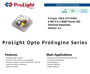Chip LED RGBV de Alta Potencia ProLights PBLB-3LTE-RGBV 3-4W 4 en 1 de Buena Calidad, 3x3mm, 1 Año de Garantía - Product Image 2