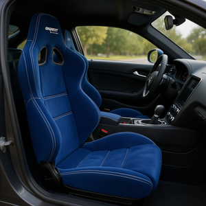 Siège de course Emgacit bleu en PVC, design à double rainure pour l'intérieur de voiture - Product Image 2