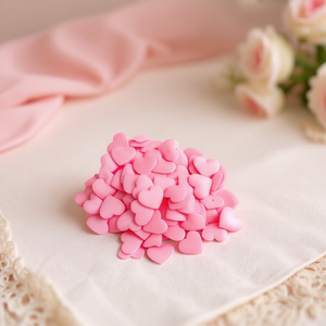 Coriandoli a Forma di Cuore in Tessuto Ilan 1.3mm Rosa 100pz Decorativi - Product Image 2