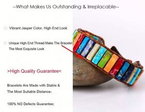 Bohemia Multicolor Emperor Zircon Stone Unisex 7 Chakra <b>Healing</b> Rectangular Leather Rope Woven Bangle Gift Jewelry - Product Image 3