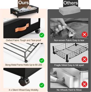 Organisateur de rangement pour chaussures sous le lit, tiroir métallique roulant, rangement sous le lit pour vêtements avec roulettes - Product Image 3