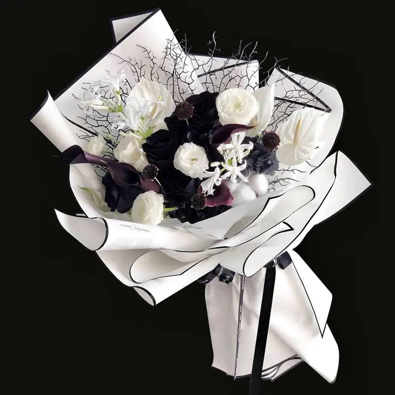 Tondo 58x58cm 20sheet/bag Waterproof Black White Korean Flower Wrapping Paper For Flower